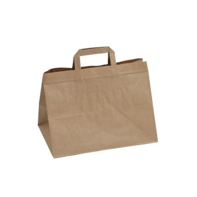 Sac kraft brun à poignée 320x(107.5x2 de soufflets)x240mm par 250 pièces JORIDEAL