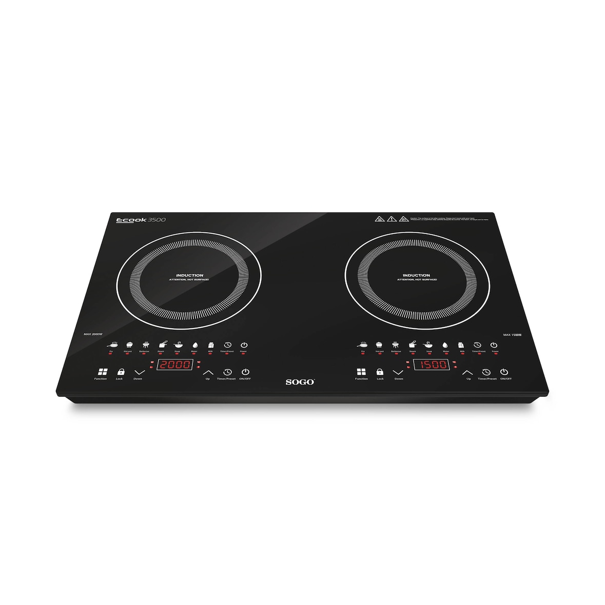 Sogo Cocina Inducción Digital 2 Quemadores 3500W