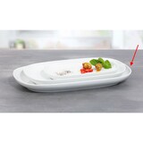 thumbnail of Servierplatte SOLEA, 36 x 21,3 cm, von Caterado. Abgerundete Ecken. Aus weißem Porzellan.