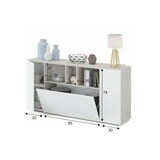 thumbnail of Dmora Highboard Paterson, Modernes Sideboard mit 3 Türen, Wohnzimmerbuffet mit Fächern, Wohnzimmer-Sideboard, 150x41h76 cm, Weiß und Zement