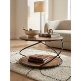 thumbnail of Couchtisch aus Sheesham Massivholz und Edelstahl, Schwarz/Braun, 2 Ablageflächen. 58x58x35 cm | Kadima Design