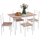 thumbnail of HOMCOM Conjunto de Refeição 5 Peças Conjunto de Mesa e 4 Cadeiras para 4 Pessoas com Estrutura de Aço 110x70x75 cm Madeira e Branco