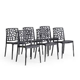 thumbnail of Set van 6 stapelbare stoelen in polypropyleen met glasvezel voor tuin of binnengebruik, waterafstotend en duurzaam, modern design – TRIXY – Zwart