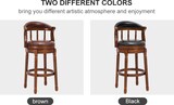 thumbnail of Barhocker 1 Stück aus Echtleder und Holz, schwarz, 360° drehbar, Sitzhöhe 75 cm, mit Rückenlehne