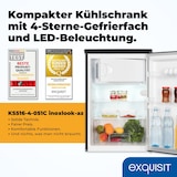 thumbnail of Exquisit Kühlschrank mit Gefrierfach, 107 Liter, kleiner Kühlschrank, 4-Sterne-Gefierfach, Kompakt, Freistehend, KS516-4-051C inoxlook-az