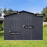 thumbnail of Gerätehaus XXL – verzinktes Metall in Anthrazit | Inkl. Schloss & Werkzeughaken | wetterfester Geräteschuppen, Gartenhaus