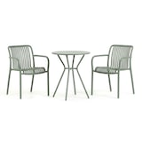 thumbnail of Bistro balkonset met ronde metalen tafel, 2 stapelbare stoelen van hars met armleuningen, ruimtebesparend voor de tuin - Nathan+Simona/Saliegroen