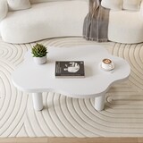 thumbnail of Wolkenförmiger Couchtisch 100x70x40 cm MDF PVC Vierbein Design abgerundete Kanten platzsparend kompakt Wohnzimmer Beistelltisch weiß