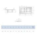 thumbnail of Fregadero dos senos cocina industrial con desagüe incluído 1200x700x300mm