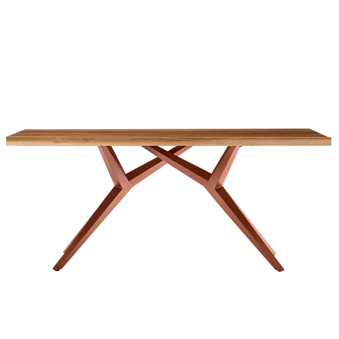 SIT Möbel Esstisch aus Teak-Holz 220 cm | Platte 50 mm natur | Gestell Metall antikbraun | B 220 x T 100 x H 73 cm | 15512-00 | Serie TABLES & CO
