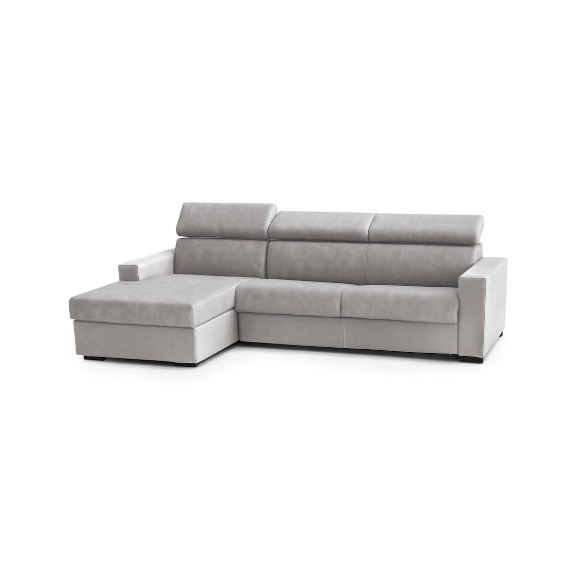 Dmora Divano Letto Aleandra, Divano ad angolo, 100% Made in Italy, Sofà con apertura girevole, con Penisola contenitore Sinistra, Cm 260x95h85, Grigio