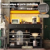 thumbnail of Hochschrank Buffetschrank mit LED-Beleuchtung Schwarz 120x40x180  mit 2 Schubladen Glastüren verstellbaren Ablagen und Kippschutz