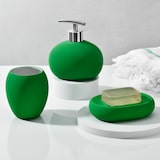 thumbnail of Benetton - 3-teiliges Badezimmerzubehör-Set (Glas + Seifenspender + Seifenschale) aus regenbogengrüner Keramik