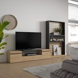thumbnail of Mobile Soggiorno TV, Parete Attrezzata Soggiorno, 310x35x186cm, Per TV fino a 80", Camino elettrico, Stile moderno, Rovere e nero _ 97_38