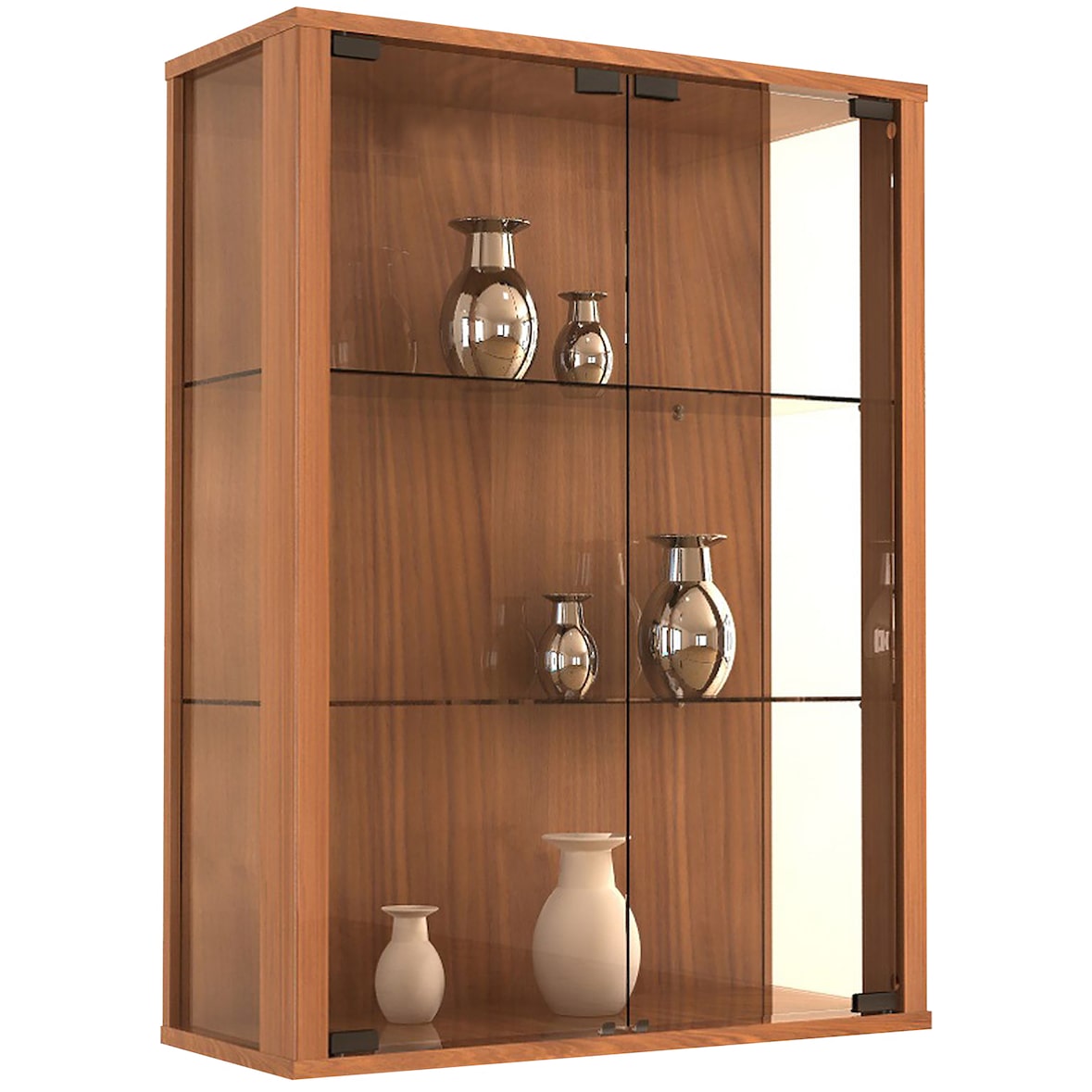 VCM Wandvitrine Udina Kern-Nussbaum H. 80 x B. 60 x T. 25 cm