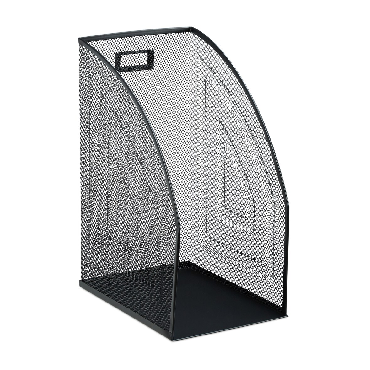 Relaxdays Stehsammler Metall, DIN A4, Stehordner breit, Mesh, Zeitschriftensammler Büro, HBT: 32 x 16 x 24,5 cm, schwarz
