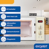 thumbnail of Exquisit Retro-Mikrowelle 700 Watt, 25,5 cm Drehteller, 1000 Watt Grill, 20L, 5 Leistungsstufen, Auftaufunktion, 2 Drehregler, RMW720-3GDIG creme