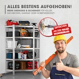 thumbnail of EASYmaxx Schwerlast-Eckregal mit 5 belastbaren Holzböden 40x90x180cm silber/holzfarben