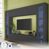 thumbnail of Dmora Wohnzimmermöbel Giuliano, Wohnzimmer-Set TV-Möbel mit 4 Türen, Mehrzweck-Wohnzimmermöbel mit Vitrine und LED-Licht, cm 260x30h180, Anthrazit
