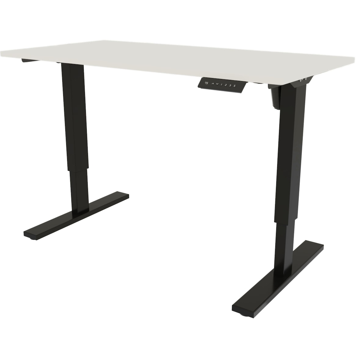 Bisley E-StarterTech elektrisch höhenverstellbarer Schreibtisch 140x80 cm in weiß - Elektrischer Tisch höhenverstellbar mit Memory-Funktion