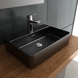 thumbnail of Alpenberger Waschbecken 60 cm mit Nano | Aufsatzwaschbecken Schwarz Matt Badezimmer Gäste-WC | Keramik Waschbecken mit Überlauf & Hahnloch Waschtisch