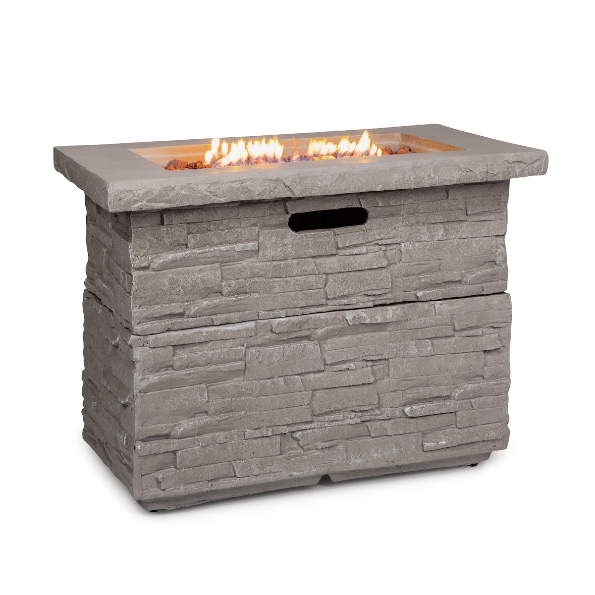Anafi Gas-Feuerstelle 40.000BTU/13kW Abdeckung Edelstahlbrenner Beiger Stein