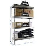 thumbnail of Scaffalatura metallica senza viti con vassoi metallici Ecoforte 3 ripiani. Colore galva/legno 2000x1200x600 mm