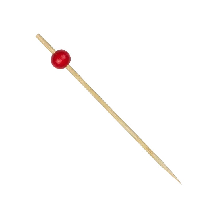MONOUSO - Pinchos de Bambú Decorado "Big Ball" Rojo 12,5cm (1.200 Uds)