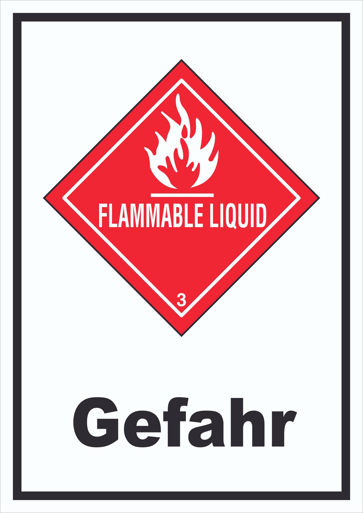 Schild Entzündbare flüssige Stoffe Gefahr Flammable Liquid hochkant A0 (841x1189mm)