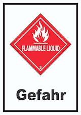thumbnail of Schild Entzündbare flüssige Stoffe Gefahr Flammable Liquid hochkant A0 (841x1189mm)