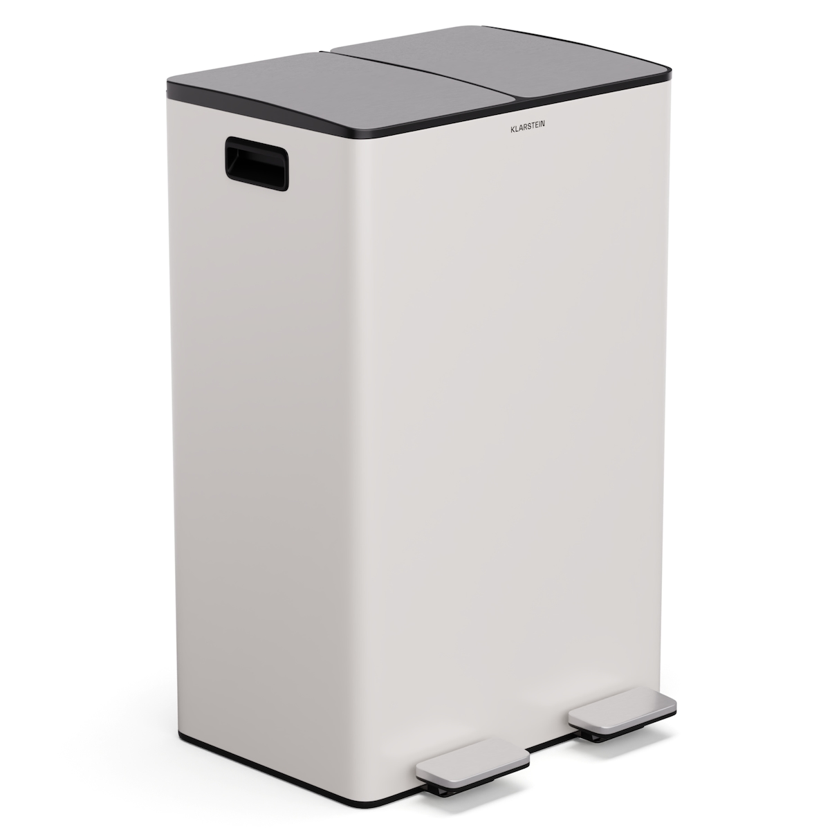 Klarstein EcoVista Mülleimer mit Kompostbehälter Abfalleimer 60 Liter + 3L Kompostbehälter Soft-Close Creme