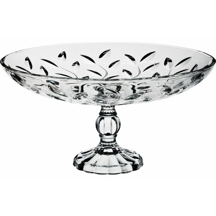 RCR Centrotavola Tondo Laurus in Vetro Sonoro con piede 33x16,5hcm