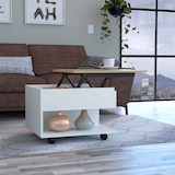 thumbnail of Mesa de centro elevável Luanda em melamina com 2 prateleiras e 4 rodízios, multicolor, 29.7 cm X 80 cm X 54.5 cm