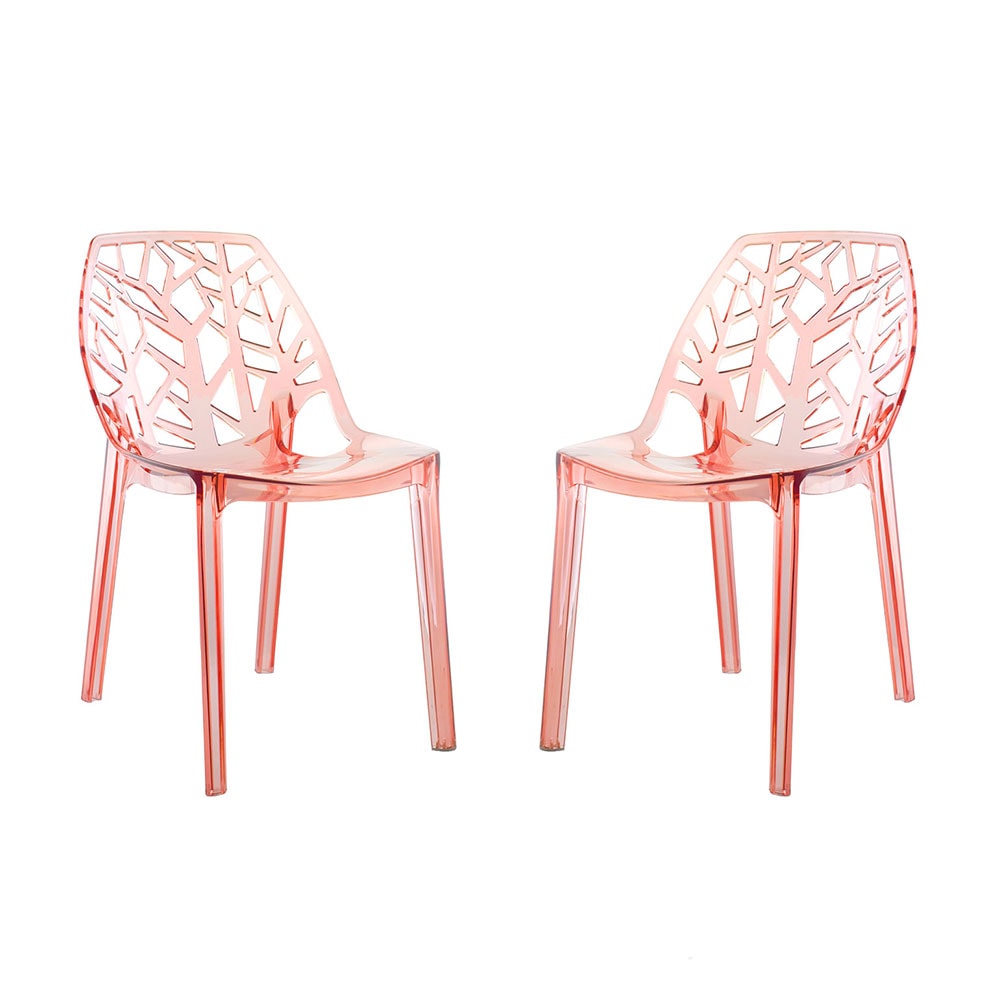 Lot de 2 chaises en polycarbonate, assise ergonomique, résistantes et empilables, design moderne pour cuisine, salle à manger,restaurant –Zelda – Rose