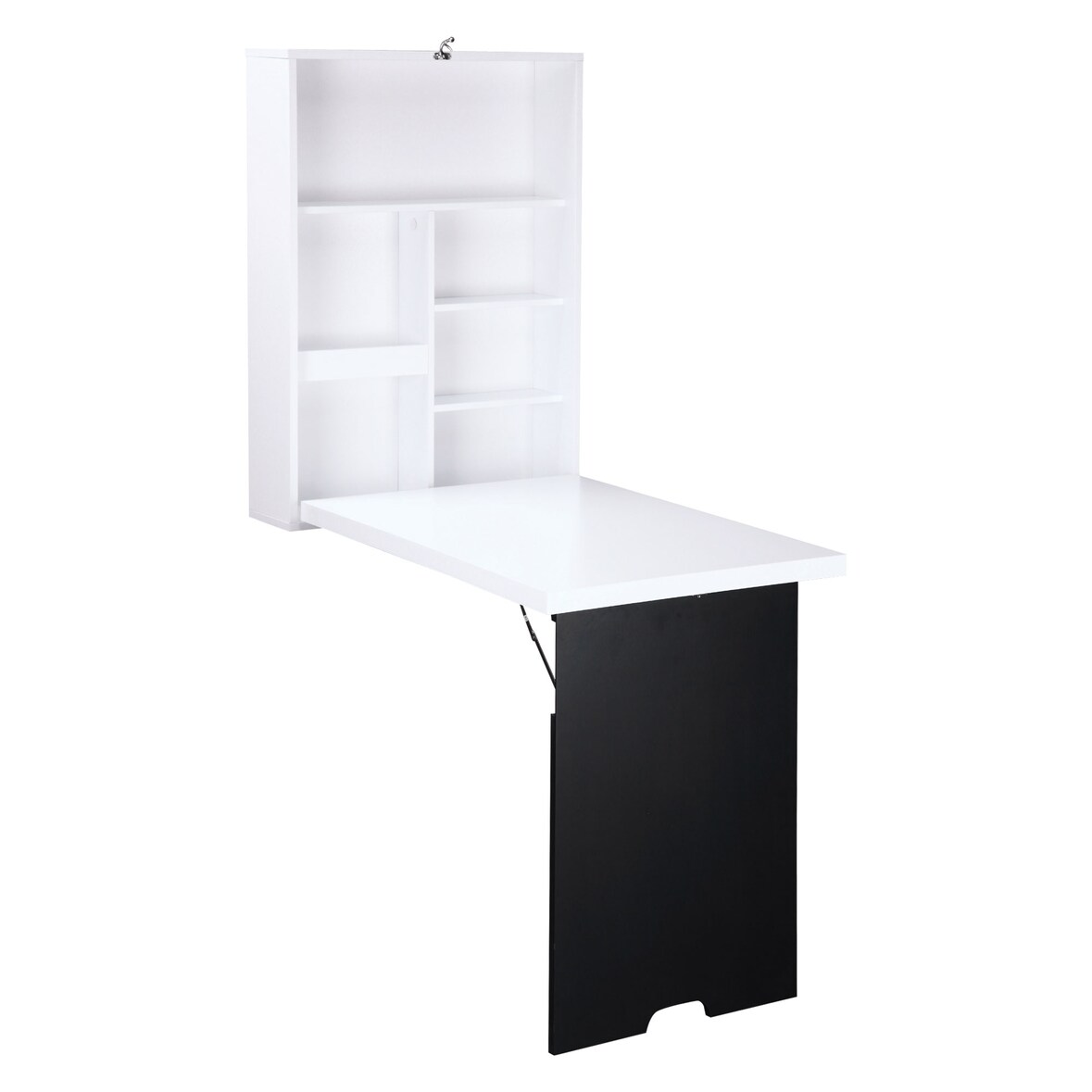 Wandschreibtisch Klapptisch 60x95x147 cm mit 5 Fächern Schreibtafel Wandmontage platzsparend MDF Schwarz