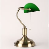 thumbnail of Lampada da tavolo, Retrò, Classica, Vintage in bronzo anticato con vetro verde, E27