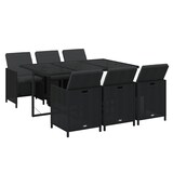 thumbnail of vidaXL 7-tlg. Garten-Essgruppe mit Kissen Poly Rattan Schwarz