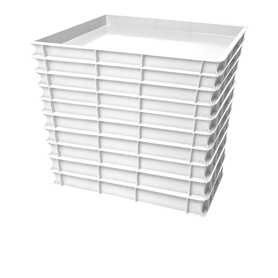 Morleos 10x Pizzaballenbox 60x40x10 cm mit 2x Deckel | Weiß | Gärbox Teigballenbox Teigwanne Teigbox Teigkasten Hefekiste stapelbar - Gastronomie