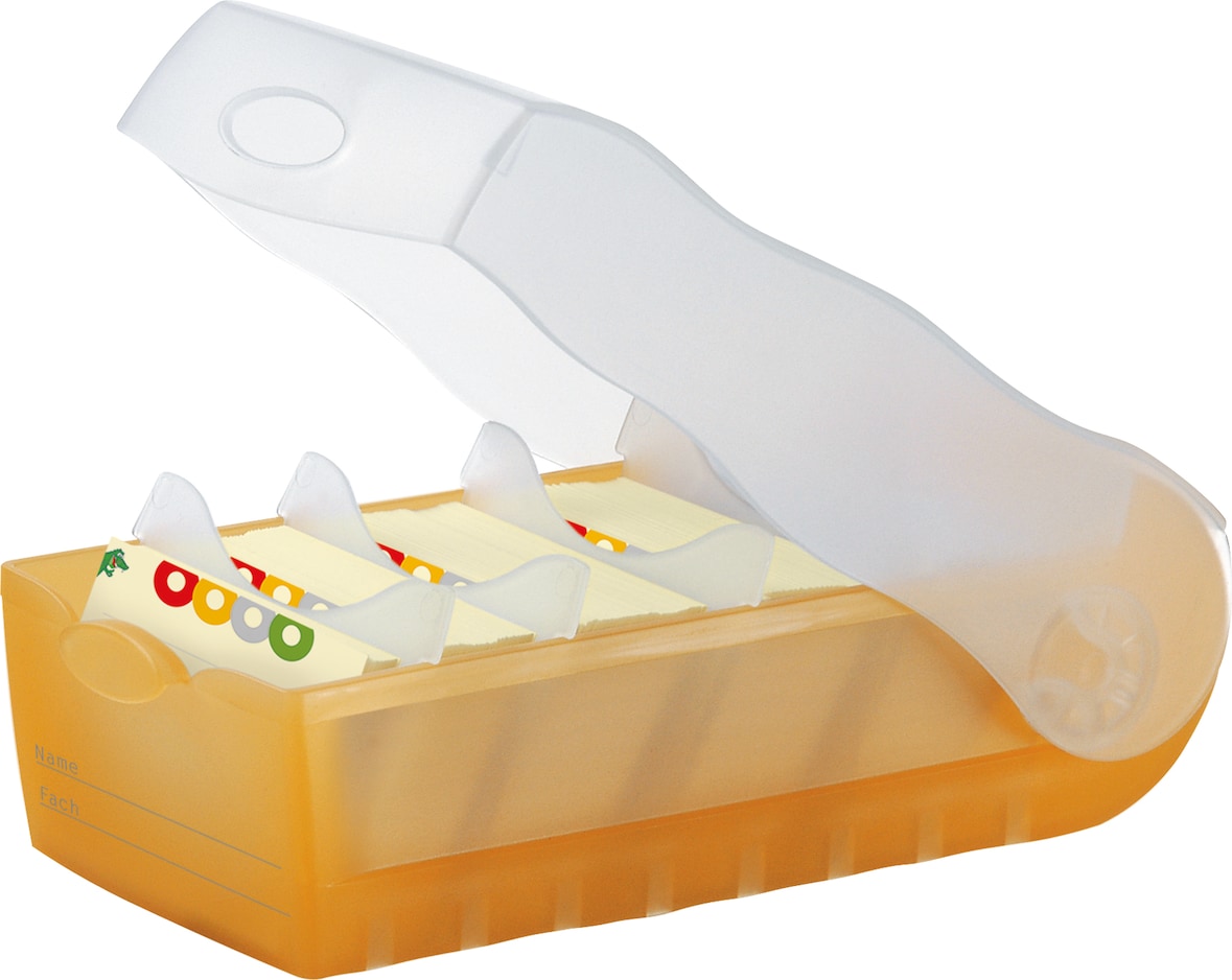 HAN 997-613 Karteibox CROCO - A7 quer, für 900 Karten,  orange-transl.