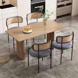thumbnail of Esszimmerstuhl 2er Set 75x40x45 cm mit Rattan Rückenlehne Samtbezug Metallbeine ergonomisch gepolstert Grau