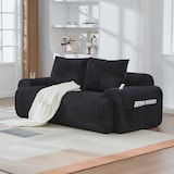 thumbnail of Kombinationssofa Cordstoff Schwarz 200x99x80 cm, 2-Sitzer modular mit Cupholder und Seitentasche