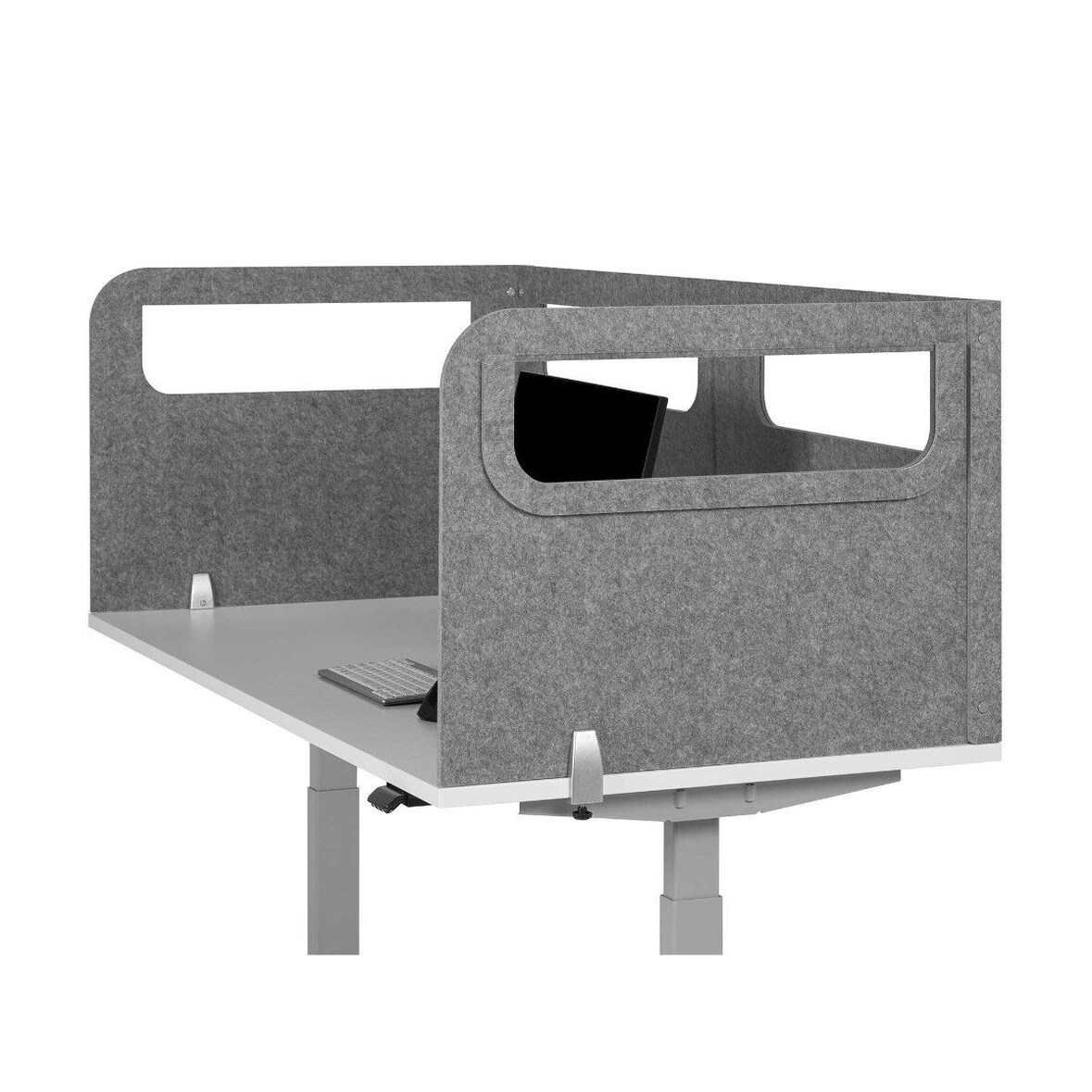 BakkerElkhuizen BE Safety Screen Tischtrennwand U-Form Fenster S, grau