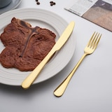 thumbnail of WellHome - Conjunto de talheres de aço inoxidável banhado a ouro com 24 peças