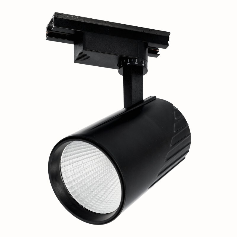 Spot de teto LED de trilho 30 W, branco neutro 4200 K, 3000 lúmens, 185 V-265 V CA monofásico, alumínio preto