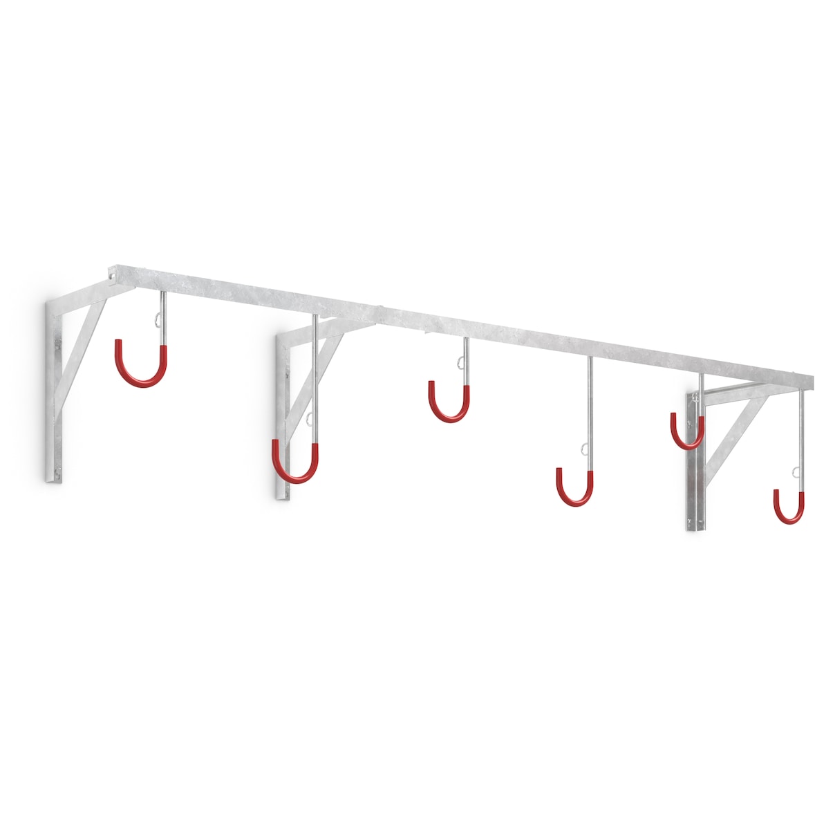 Hängeparksystem 3876 - Fahrradständer für 6 Fahrräder - Wandmontage | Reihen-Hängeparker | Stahl verzinkt & kunststoffummantelte Aufhänge-Haken