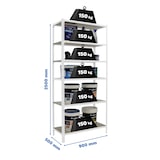 thumbnail of SimonRack Schwerlastregal 2500x900x500 mm, 6 Ebenen, Holzböden, 150 kg Tragkraft pro Ebene, Weiss - Maderclick