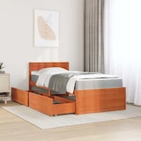 thumbnail of vidaXL Bett mit Schubladen und Matratze Wachsbraun 90x200 Massivholz