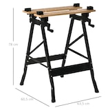 thumbnail of Banco de Trabajo Plegable con Tableros de Bambú Ajustables en Ángulo y Distancia Marco Acero Carga Máx. 150 kg 63,5x60,5x78 cm Madera Natural y Negro