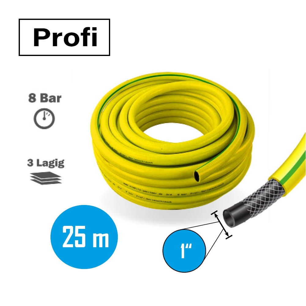 Profi Gartenschlauch 1 Zoll 25m gelb