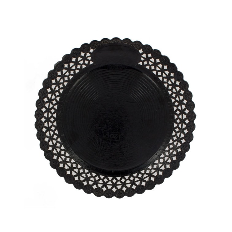 MONOUSO - Pappteller Spitzenpapiere Rund Schwarz 38 cm (50 Stück)